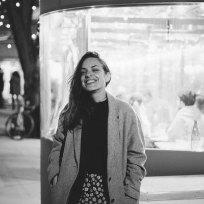 Naama Gherber smiling outside a restaurant